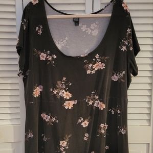 Plus Size dark grey floral skater dress